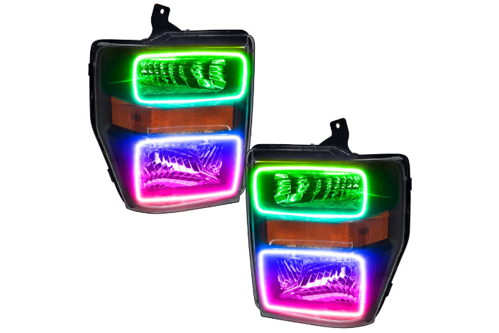 Oracle LED Halo Headlights: 08-10 Ford Super Duty (Black / ColorShift RGB / BC1 Controller)