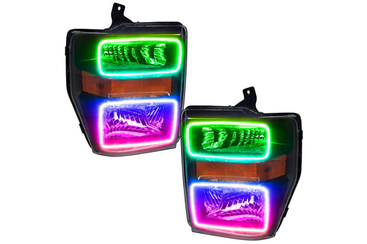 Oracle LED Halo Headlights: 08-10 Ford Super Duty (Black / ColorShift RGB / No Controller)
