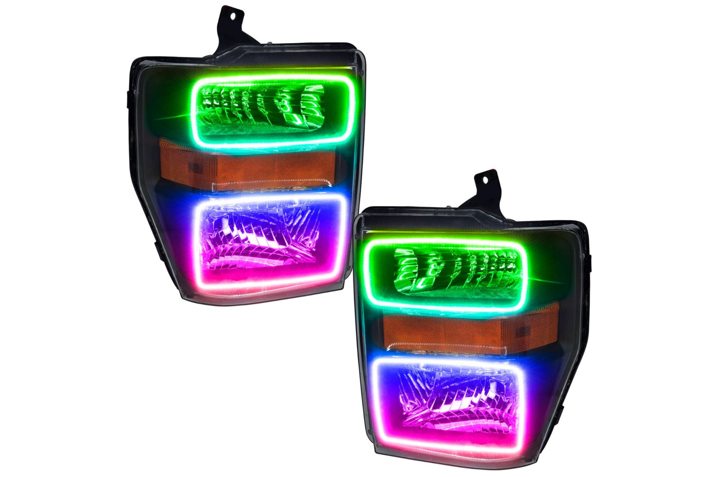 Oracle LED Halo Headlights: 08-10 Ford Super Duty (Black / ColorShift RGB / Simple Controller)