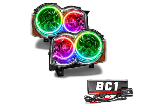 Oracle LED Halo Headlights: 08-10 Jeep Grand Cherokee w/ OEM HID (ColorShift RGB / BC1 Controller)
