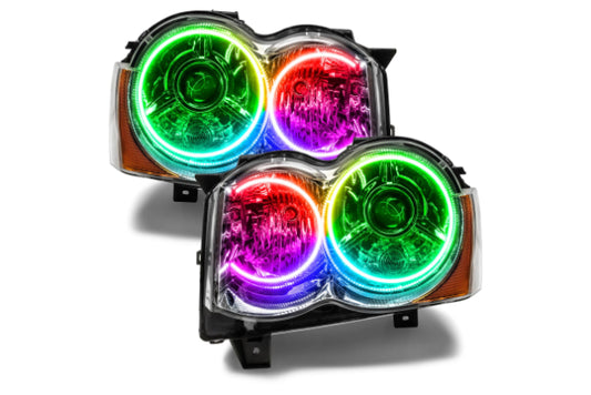 Oracle LED Halo Headlights: 08-10 Jeep Grand Cherokee w/ OEM HID (ColorShift RGB / No Controller)