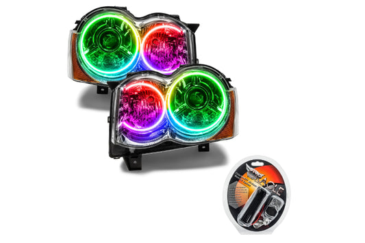 Oracle LED Halo Headlights: 08-10 Jeep Grand Cherokee w/ OEM HID (ColorShift RGB / RF Controller)