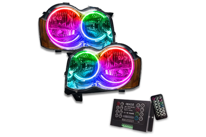 Oracle LED Halo Headlights: 08-10 Jeep Grand Cherokee w/o OEM HID (ColorShift RGB / 2.0 Controller)