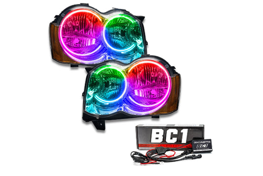 Oracle LED Halo Headlights: 08-10 Jeep Grand Cherokee w/o OEM HID (ColorShift RGB / BC1 Controller)