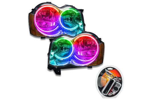 Oracle LED Halo Headlights: 08-10 Jeep Grand Cherokee w/o OEM HID (ColorShift RGB / RF Controller)
