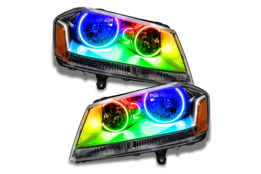 Oracle LED Halo Headlights: 08-14 Dodge Avenger (Chrome / ColorShift RGB / No Controller)