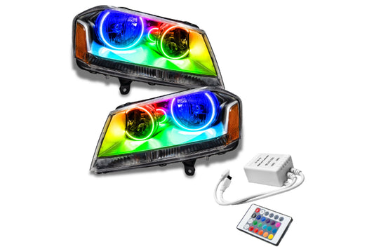 Oracle LED Halo Headlights: 08-14 Dodge Avenger (Chrome / ColorShift RGB / Simple Controller)