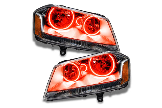 Oracle LED Halo Headlights: 08-14 Dodge Avenger (Chrome / Red SMD Single Color)