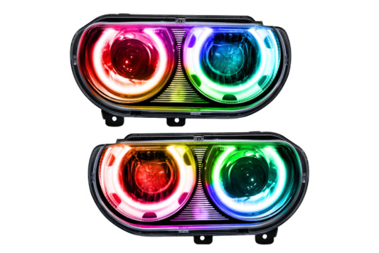 Oracle LED Halo Headlights: 08-14 Dodge Challenger w/ OEM HID (ColorShift RGB / Simple Controller)