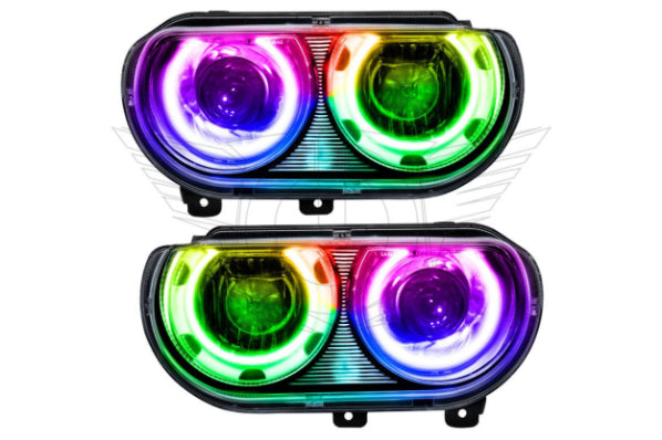 Oracle LED Halo Headlights: 08-14 Dodge Challenger w/ OEM HID (Dynamic ColorShift RGB)
