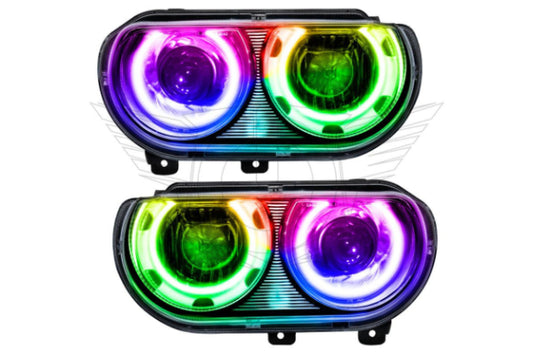 Oracle LED Halo Headlights: 08-14 Dodge Challenger w/ OEM HID (Dynamic ColorShift RGB)
