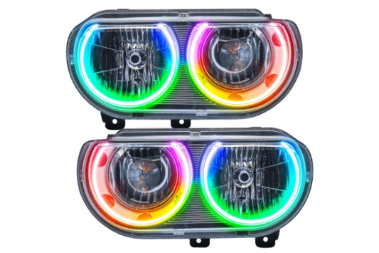 Oracle LED Halo Headlights: 08-14 Dodge Challenger w/o OEM HID (Dynamic ColorShift RGB)