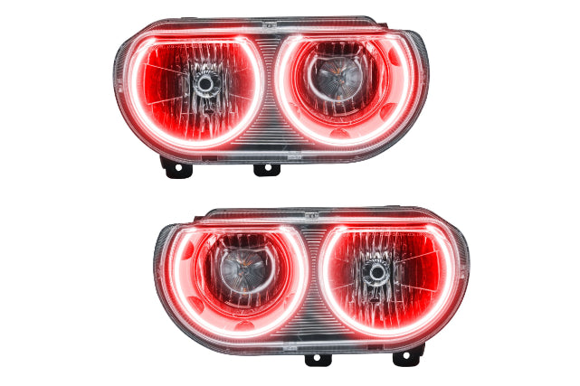 Oracle LED Halo Headlights: 08-14 Dodge Challenger w/o OEM HID (Red SMD Single Color)