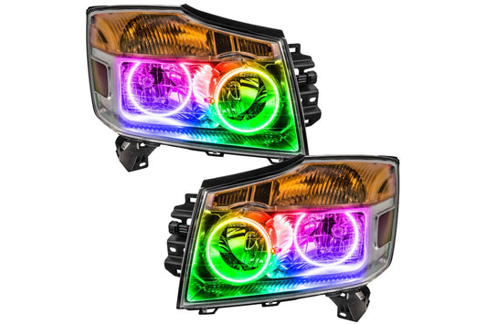 Oracle LED Halo Headlights: 08-14 Nissan Armada (ColorShift RGB / 2.0 Controller)