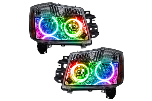 Oracle LED Halo Headlights: 08-14 Nissan Armada (ColorShift RGB / BC1 Controller)