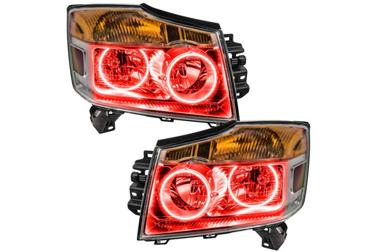 Oracle LED Halo Headlights: 08-14 Nissan Armada (Red SMD Single Color)