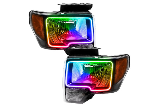 Oracle LED Halo Headlights: 09-14 Ford F-150 (Black / ColorShift RGB / No Controller)