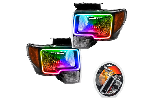 Oracle LED Halo Headlights: 09-14 Ford F-150 (Black / ColorShift RGB / RF Controller)
