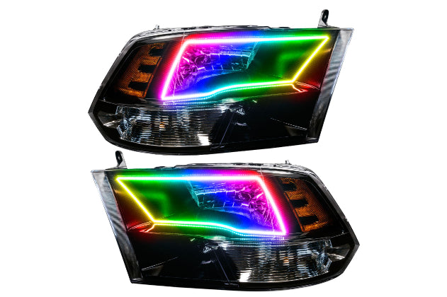 Oracle LED Halo Headlights: 09-17 Dodge Ram w/ Quad Headlights (Black / ColorShift RGB / No Controller)