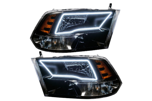Oracle LED Halo Headlights: 09-17 Dodge Ram w/ Quad Headlights (Black / White SMD Single Color)