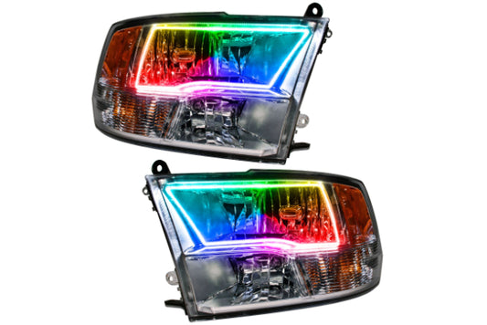 Oracle LED Halo Headlights: 09-17 Dodge Ram w/ Sport (Chrome / ColorShift RGB / BC1 Controller)