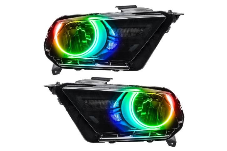 Oracle LED Halo Headlights: 10-12 Ford Mustang w/o OEM HID (ColorShift RGB / BC1 Controller)