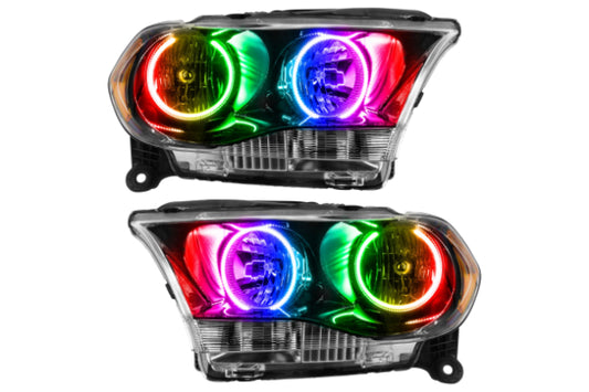 Oracle LED Halo Headlights: 11-13 Dodge Durango w/o OEM HID (Black / ColorShift RGB / Simple Controller)