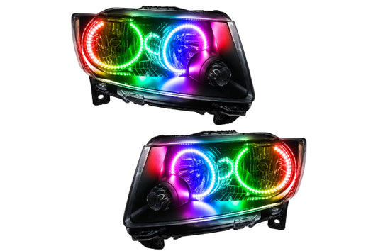 Oracle LED Halo Headlights: 11-13 Jeep Grand Cherokee w/o OEM HID (ColorShift RGB / Simple Controller)