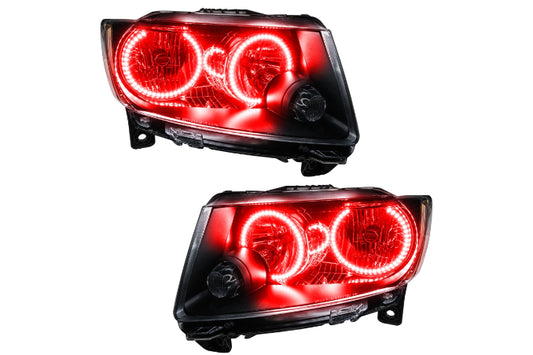 Oracle LED Halo Headlights: 11-13 Jeep Grand Cherokee w/o OEM HID (Red SMD Single Color)