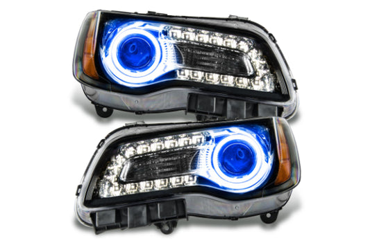 Oracle LED Halo Headlights: 11-14 Chrysler 300C w/o OEM HID (Black / Blue SMD Single Color)