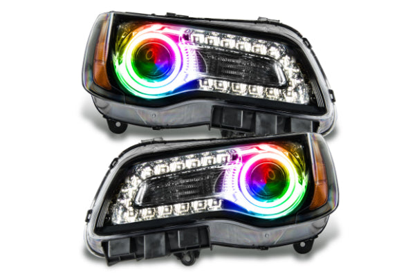 Oracle LED Halo Headlights: 11-14 Chrysler 300C w/o OEM HID (Black / ColorShift RGB / BC1 Controller)
