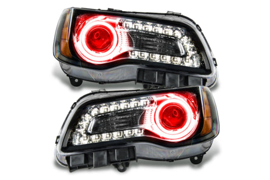 Oracle LED Halo Headlights: 11-14 Chrysler 300C w/o OEM HID (Black / Red SMD Single Color)