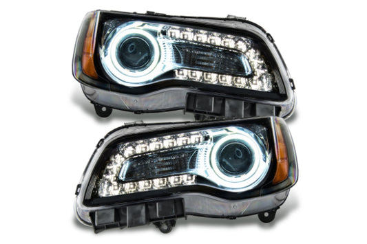 Oracle LED Halo Headlights: 11-14 Chrysler 300C w/o OEM HID (Black / White SMD Single Color)