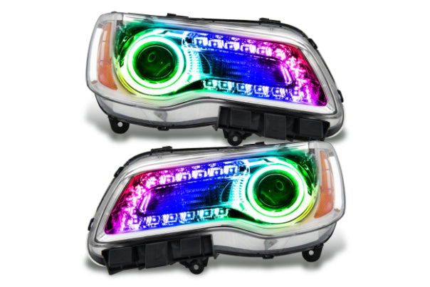 Oracle LED Halo Headlights: 11-14 Chrysler 300C w/o OEM HID (Chrome / ColorShift RGB + RGB DRL / 2.0 Controller)