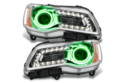 Oracle LED Halo Headlights: 11-14 Chrysler 300C w/o OEM HID (Chrome / Green SMD Single Color)