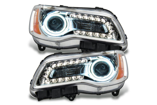 Oracle LED Halo Headlights: 11-14 Chrysler 300C w/o OEM HID (Chrome / White SMD Single Color)