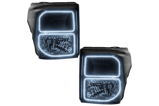 Oracle LED Halo Headlights: 11-16 Ford Super Duty (Black / White SMD Single Color)