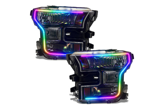 Oracle LED Halo Headlights: 15-17 Ford F-150 w/o OEM LED (Dynamic ColorShift RGB+A)