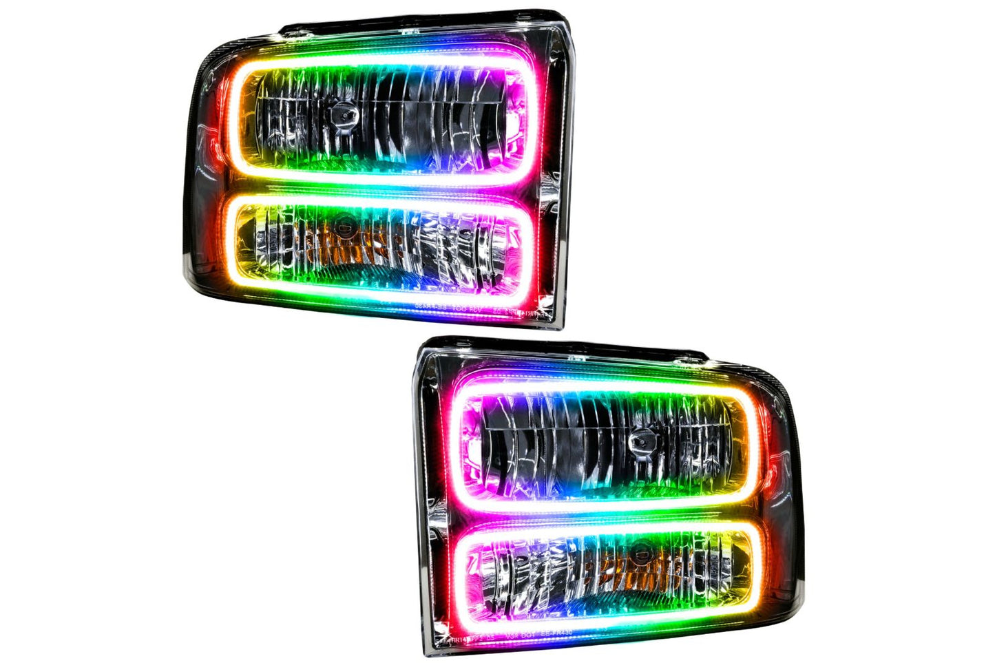 Oracle LED Halo Headlights: 2005 Ford Excursion (Chrome / ColorShift RGB / No Controller)