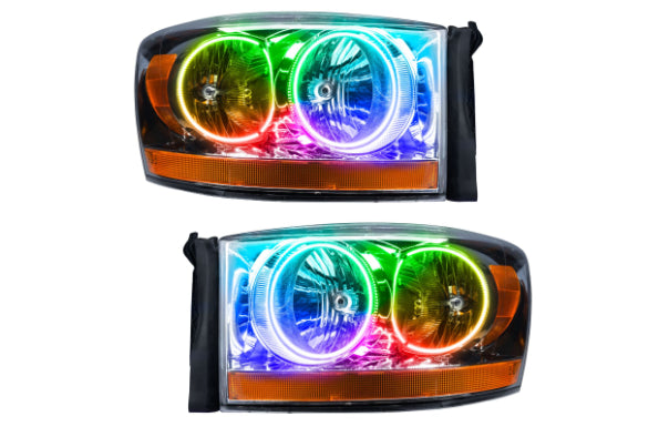 Oracle LED Halo Headlights: 2006 Dodge Ram (Chrome / ColorShift RGB / BC1 Controller)