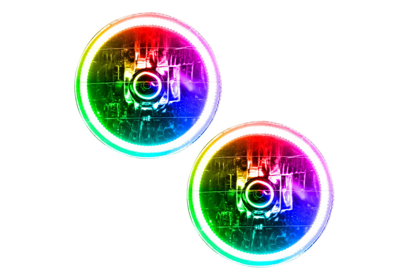 Oracle LED Halo Headlights: 97-06 Jeep Wrangler TJ (ColorShift RGB / No Controller)