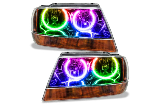 Oracle LED Halo Headlights: 99-04 Jeep Grand Cherokee (ColorShift RGB / No Controller)