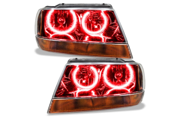 Oracle LED Halo Headlights: 99-04 Jeep Grand Cherokee (Red SMD Single Color)